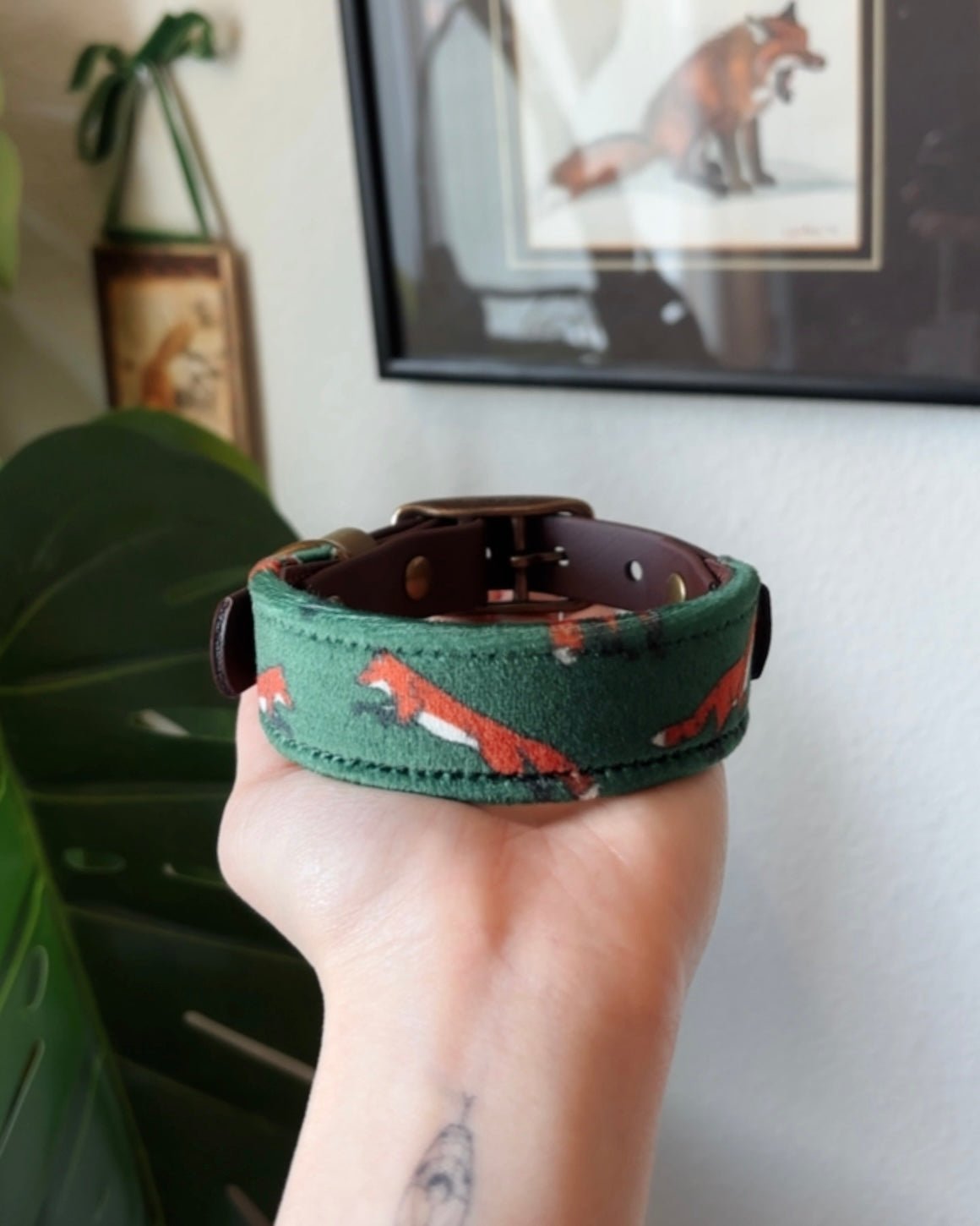 foxes collar - FoxMoth - Leather Dog Collar
