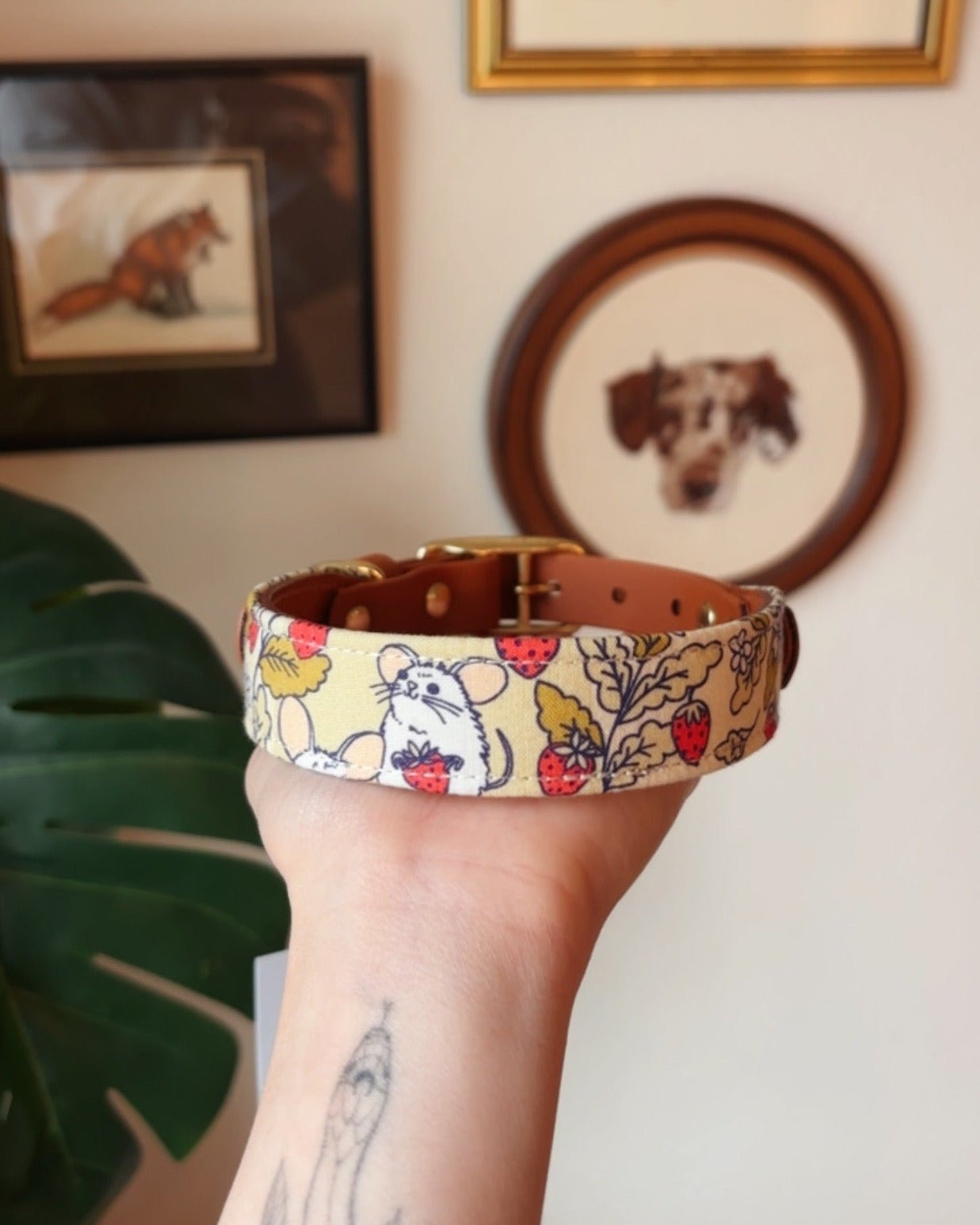 mossy mice collar - FoxMoth - Leather Dog Collar