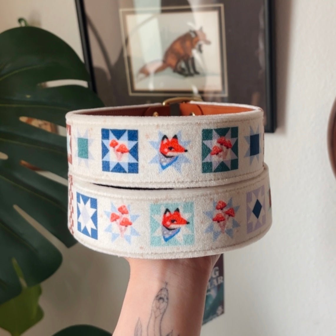 foxshrooms collar - FoxMoth - Leather Dog Collar