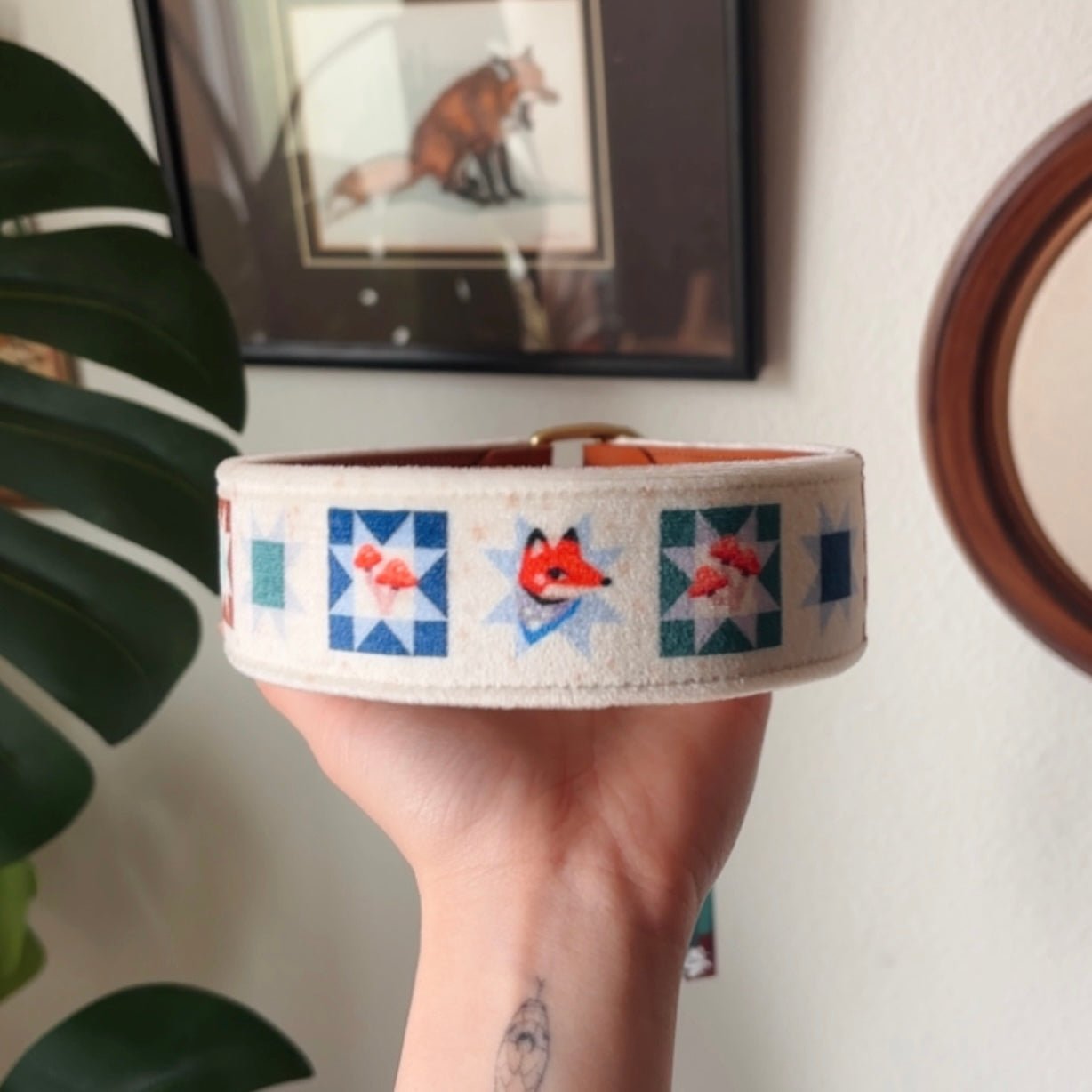 foxshrooms collar - FoxMoth - Leather Dog Collar