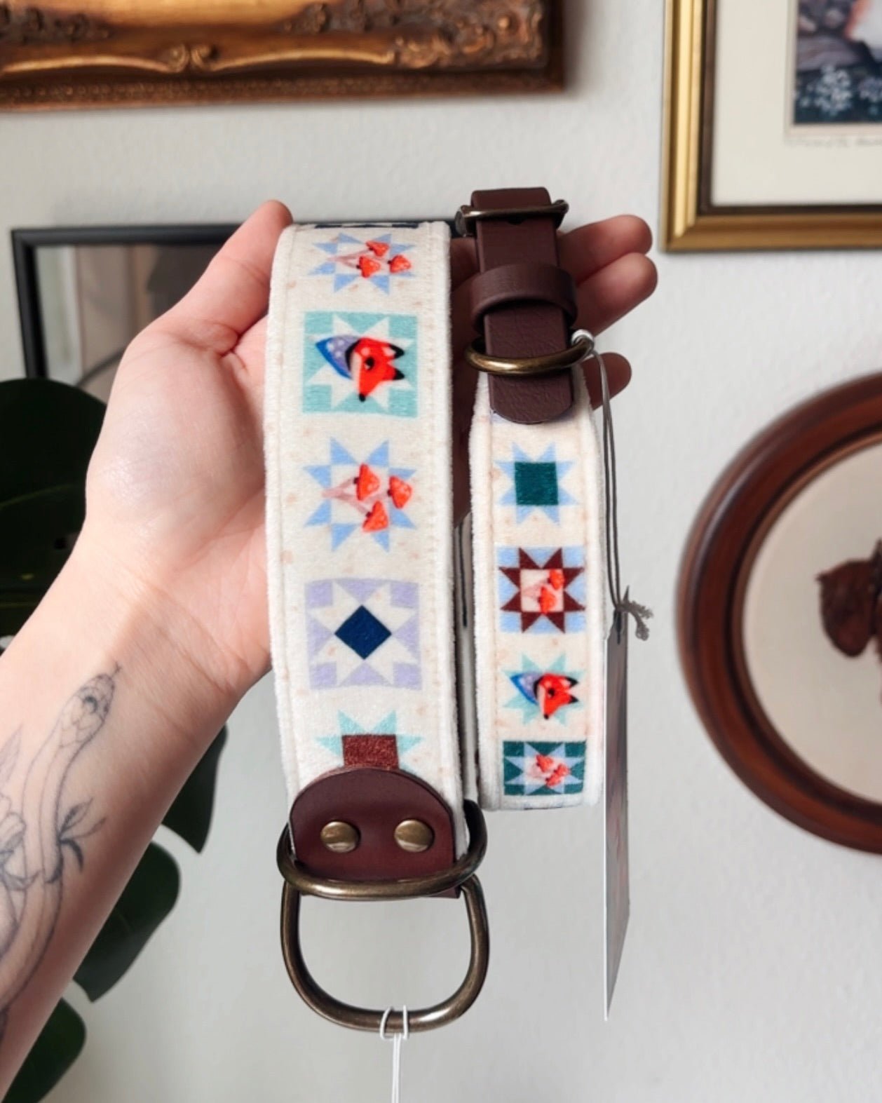 foxshrooms collar - FoxMoth - Leather Dog Collar