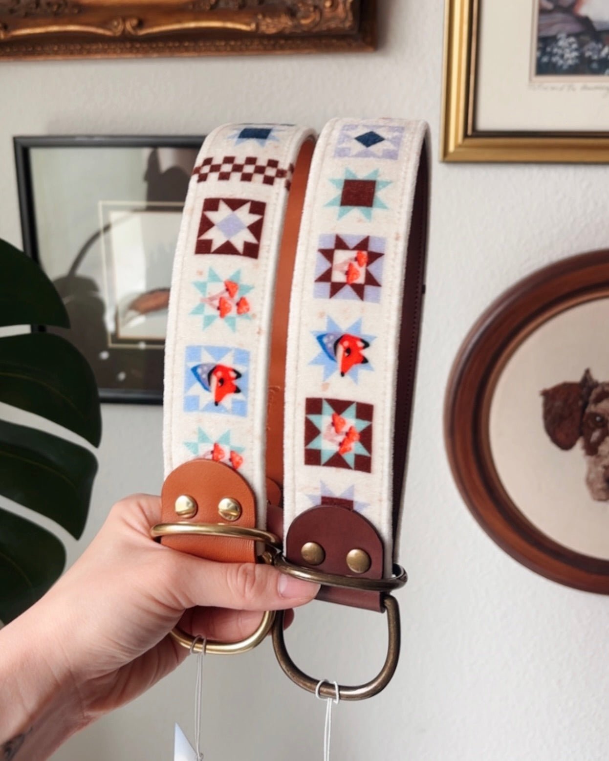 foxshrooms collar - FoxMoth - Leather Dog Collar