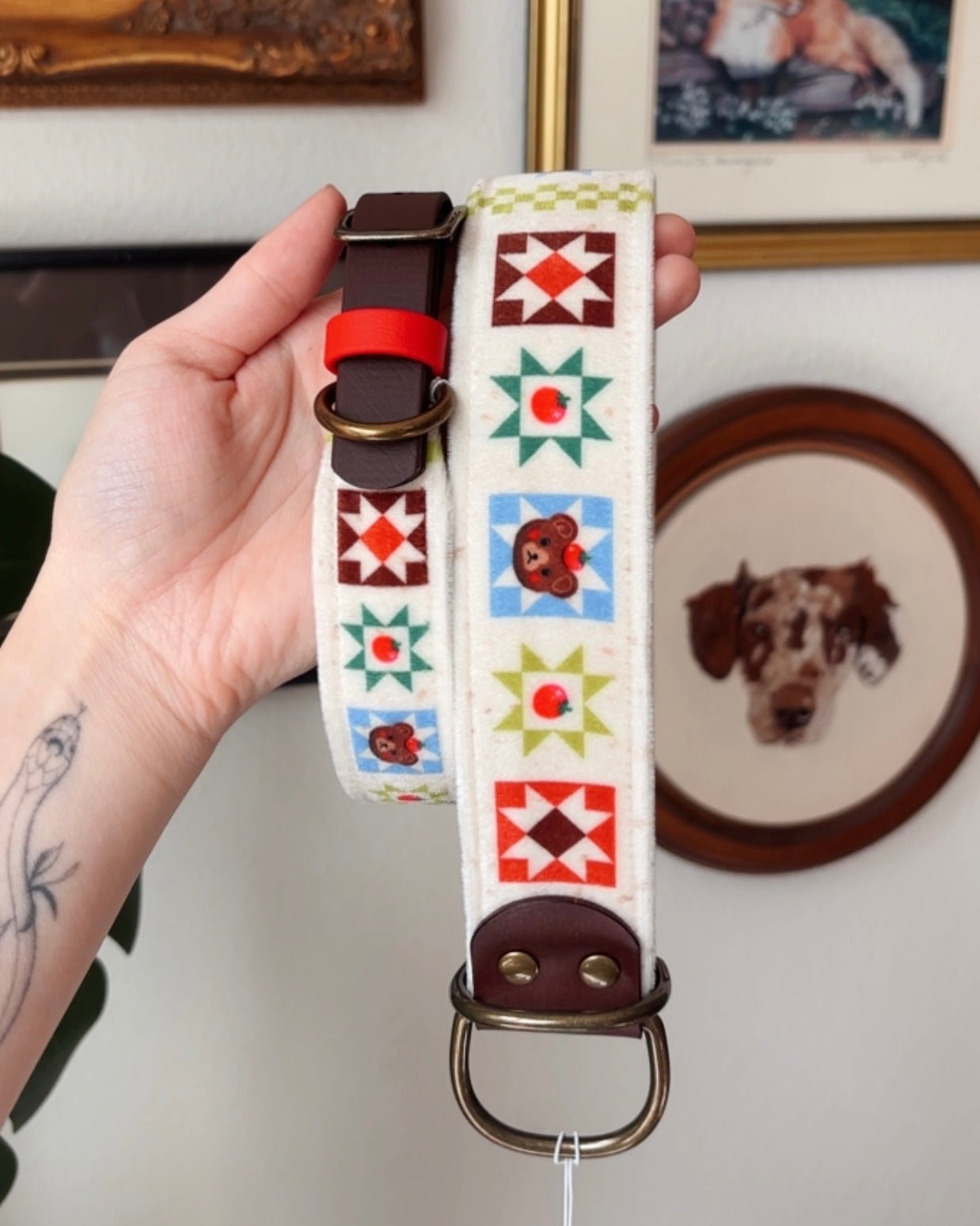 tomato bears collar - FoxMoth - Leather Dog Collar