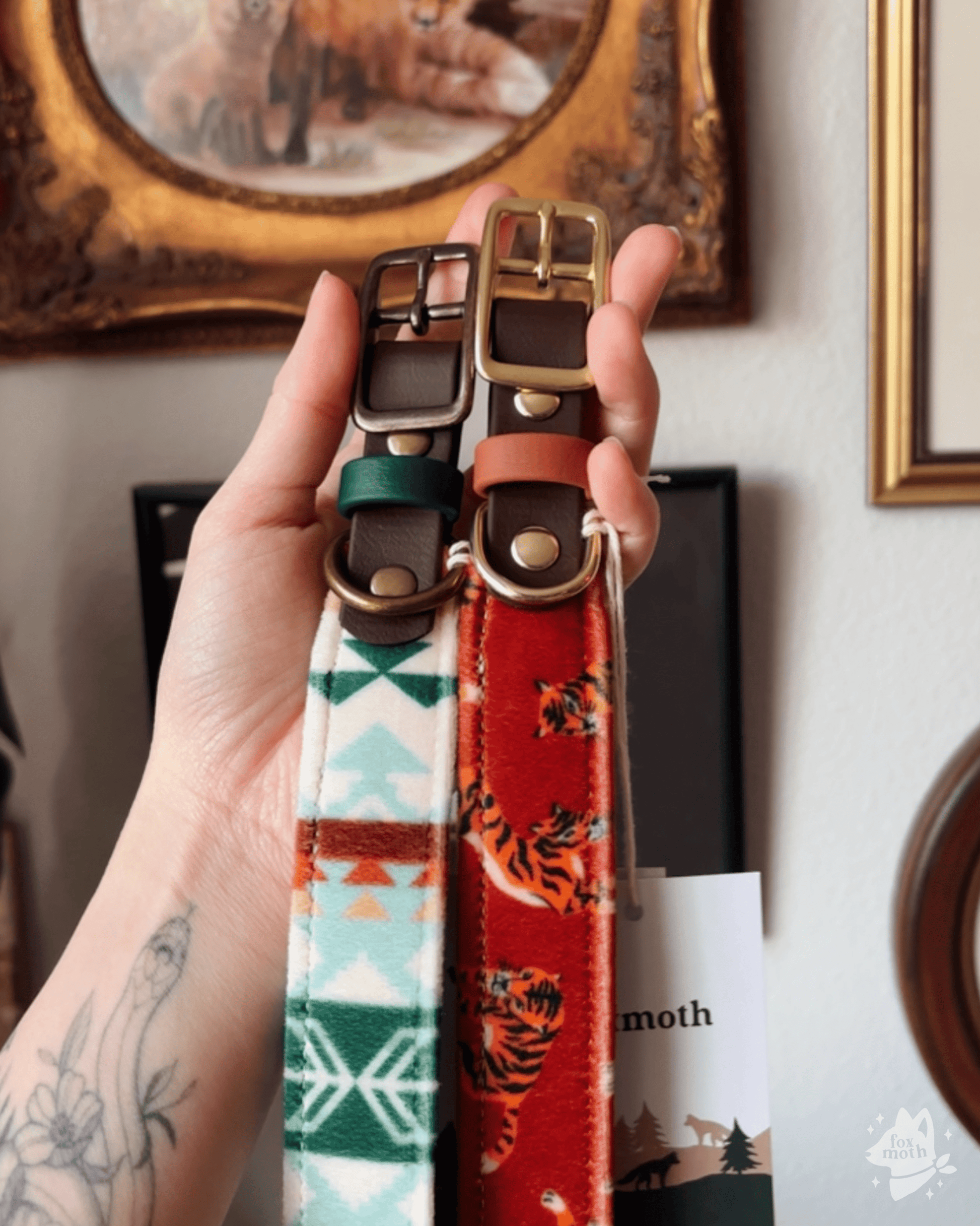 lucky tigers collar - FoxMoth - Leather Dog Collar